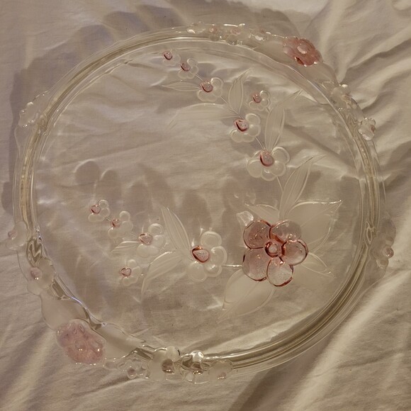 Mikasa Toska Original Walther Glass 12" Cake Plate Cherry Blossom Spring - Picture 2 of 7